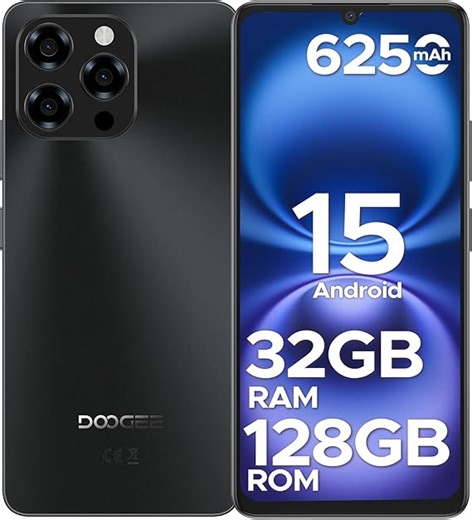 DOOGEE Note 58 Android 15 Smartphone Ohne Vertrag, 6250mAh, 32GB+128GB/2TB TF Handy, 6.75" HD+ IPS T7250 Octa Core Handy Günstig, 16MP+8MP, Dual SIM 4G Simlockfreie Handys, OTG, GPS, Face ID