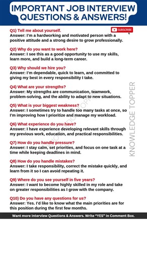 10 Essential Interview Questions and Answers You Should Prepare