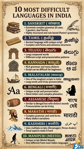 10 most Difficult languages in india #india #literature #language #indianculture