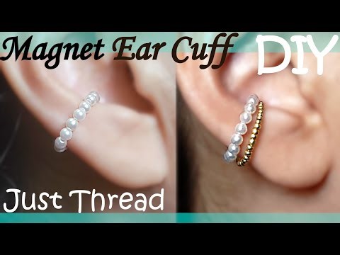 【DIY】How to make a magnet pearl ear cuff / tutorial ビーズステッチ/マグネットのパールイヤーカフの作り方 串珠/串珠首饰/制作磁力珍珠耳挂/教程