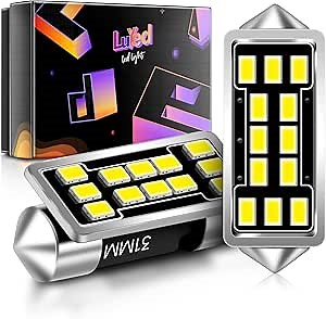 LUYED DE3175 DE3021 LED Dome Light Bulbs 640 Lumens Extremely Bright 3020 12-EX Chipsets 1.25 inches 31mm DE3022 3175 LED Bulbs for Interior Map Door Lights,Xenon White，Pack of 2