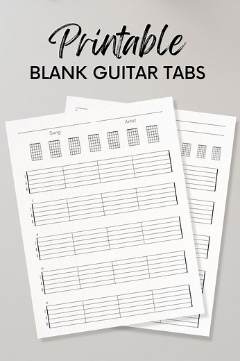 Blank Guitar Tabs With Chord Charts for Beginners (printable PDF) - Etsy
