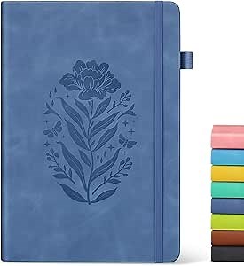 Lined Journal Notebook for Women, A5 Hardcover Leather Journals for Writing, 200 Pages Thick Travel Daily Journal, College Ruled Notebook for Work School, Note Taking,5.75'' X 8.38'' Darkblue