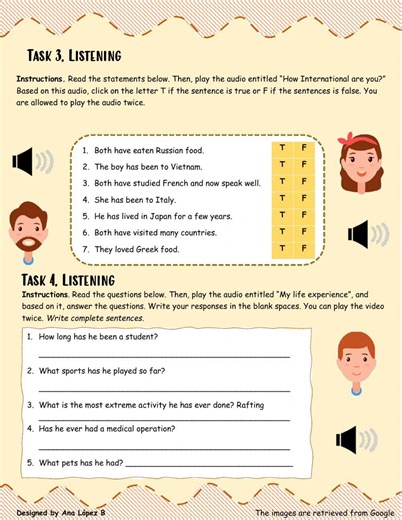 Listening: Present Perfect interactive worksheet