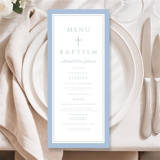 Boy Baptism Menu Template, Printable Christening Menu Card, Baby Blue, Digital Download Corjl, BA010 - Etsy