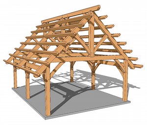 18x24 Foot Timber Frame Pavilion Plan