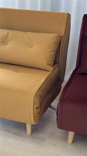 Bring practical design to your living space with the stylish Haru sofa bed chair. Designed for relaxation, the space-saving Haru doubles as both a cosy chair and fold down single bed and is most suitable for compact living spaces. The Haru sofa bed chair will come in handy for an overnight guest. Orange IN STOCK NOW Mustard DUE IN JAN Available for pre order now! | Danske Mobler