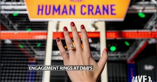 Dave and Buster's places engagement rings inside Human Crane machine