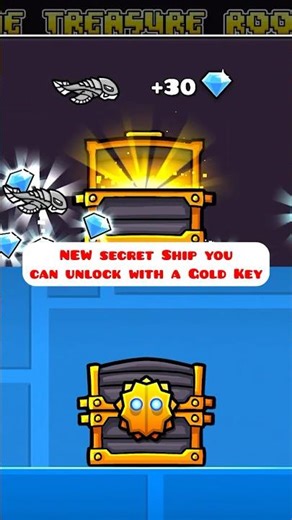 🔑 NEW SHIP UNLOCKED with Gold Key | #geometrydash #geometrydashsecrets