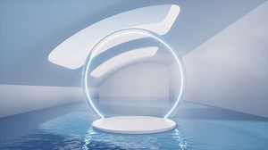 The room with empty stage inside, 3d rendering. Premium Stock Video Footage