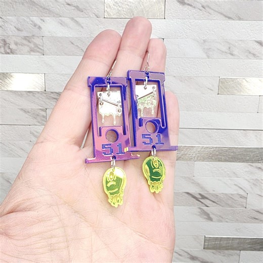 Funky Alien Guillotine Acrylic Earrings: Funny Area 51 UFO Statement Jewelry - Etsy