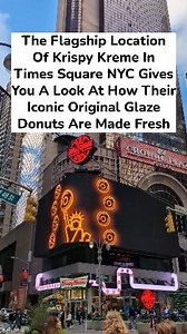 The Times Square Location Of One Of The Most Popular Donut Franchises In The US Gives You An Inside Look At How They Make Their Iconic Original Glaze Donuts. When The World's Largest Hot Light Is Lit You Know That They Are Making Donuts Fresh. What're Some Of Your Favorite Flavors? 📍 Krispy Kreme - 1601 Broadway, New York, NY 10019 | JonathanChoi1