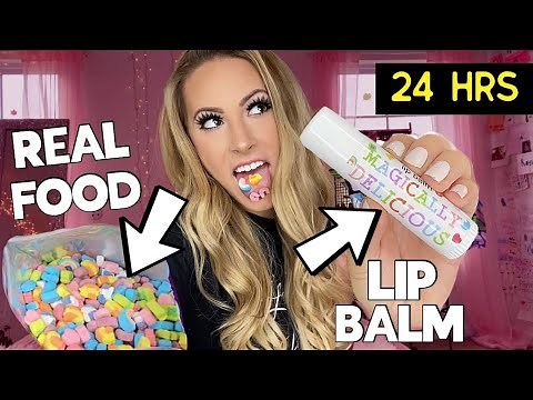 Letting my LIP BALM COLLECTION Choose what I eat for 24 HOURS 😵‍💫😱 *BAD IDEA*