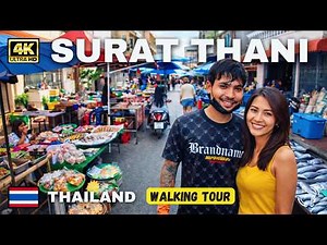Daily Life in Surat Thani, Thailand | The Gateway to the Islands | 4K Walking Tour (No Talking)
