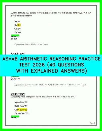 Ace the 2026 ASVAB Arithmetic Reasoning Test: 40 Practice Questions and Step-By-Step Help