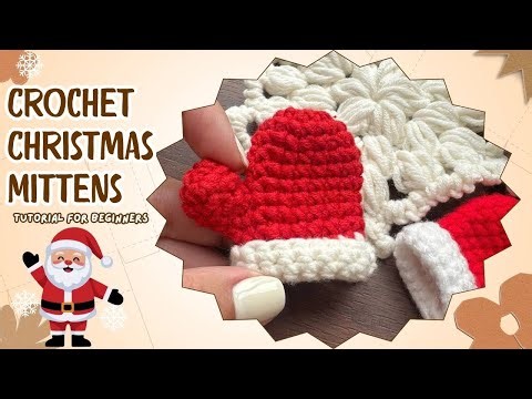 Crochet Christmas Mittens 🎄 Easy Mini Holiday Mitten Tutorial for Beginners | Cute Handmade Ornament