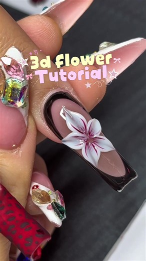 3D Flower Nail Art Tutorial with Rhinestones - Makartt Nail Glue Tips
