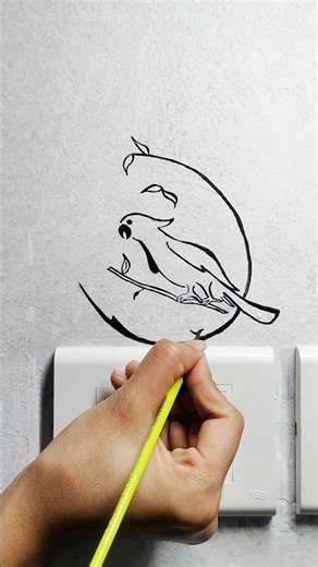 Beautiful Bird Line Art 🐦✨ | Easy Drawing #Shorts