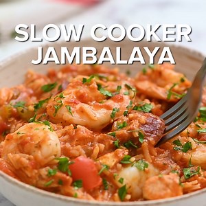 Recipe here: https://therecipecritic.com/slow-cooker-jambalaya/ Slow Cooker Jambalaya is loaded with tasty sausage, chicken, and shrimp that gets cooked low and slow to activate the bold spices. This hearty dinner is an effortless meal that is ready with only 10 minutes of prep! | The Recipe Critic