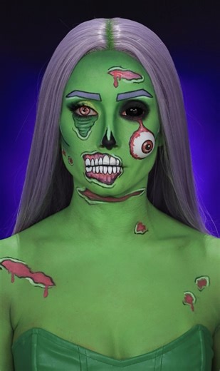 Love a good Popart Zombie 🧠🧟 #halloweenmakeup #easyhalloweenmakeup #makeuplooks | Creative.Cliche