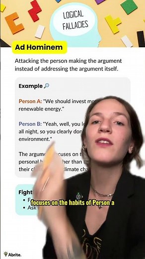 Part 3 - Logical Fallacies: Ad Hominem 🚨🧠 #logicalfallacies #criticalthinking #arguments