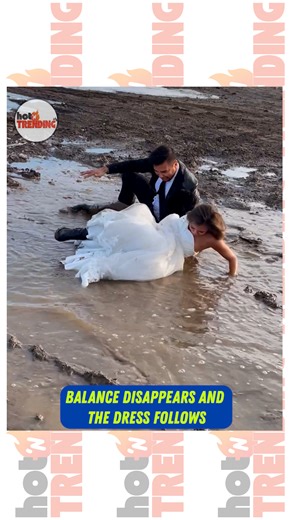 Hot N Trending on Instagram: "Bride and Groom’s Hilarious Muddy Tumble Will Have You in Stitches 😂 This viral clip, viewed over 26 million times on TikTok, perfectly captures the humor in unexpected moments, showing that even wedding blunders can create memories worth sharing. From shock to laughter, every second is a reminder that love—and laughter—go hand in hand. #weddingfail #funnycouple #viralvideo #weddingphotomishap #brideandgroom #hilariousmoment #muddytumble #funnywedding #weddinghumor