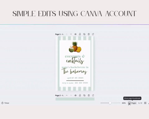Editable Bachelorette Invitation Template Canva | Coconuts and Cocktails Bach Party Invite | Tropical Bridal Party Invite | Instant Download - Etsy