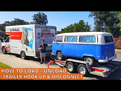 How To Load a Car onto a U-Haul Auto Transport Trailer | Plus Trailer Hook Up & Disconnect