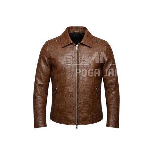 Men's Brown Crocodile Embossed Leather Biker Jacket – Slim Fit Luxury Coat - Custom Size Available - Etsy