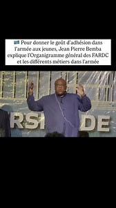 Congo|Afrique|DRC|Africa|RDC ® on Instagram: "✍🏽 : @frankosmoneyman | 🇨🇩 Pour donner le goût d’adhésion dans l’armée aux jeunes, Jean Pierre Bemba explique l’Organigramme général des FARDC et les différents métiers dans l’armée ___ #voiceofcongo #congo"