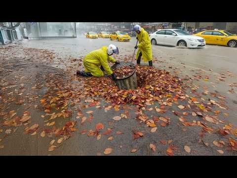 Flooded Street Saved by Powerful Drain Unclogging