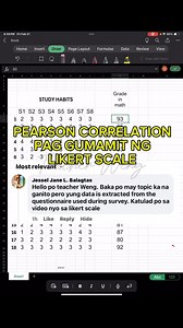 PEARSON CORRELATION NG DATA NA GALING SA LIKERT SCALE. So paano nga ba ginagawa ito? Basic na basic lang mga bhie!!! #statistics #research #teacher | Rowena Tolentino Ponce