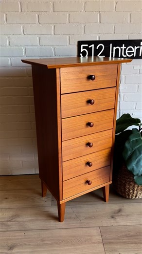 SOLD MCM Danish Teak Narrow Chest Dimensions: 20.5” width 13.75” depth 37.75” height Mint condition Drawers open and close with ease Finished on all sides including back dm for pricing @512interiors offers local delivery in Austin & surrounding cities local pick up Delivery fees are determined by address Happy to accommodate third-party shipping services 50% deposit to hold Full payment before delivery or upon pick up All sales final Please DM to purchase or inquire ✨Follow for thrifting & resel