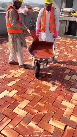 Why Are Workers Pouring This Red Slurry Over The Brick Floor 🤔 | #education #facts #shorts