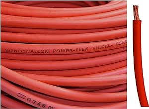 2 AWG 2 Gauge 10 Feet (10 ft) Red Welding & Battery Cable Pure Copper Flexible Wire - Car, RV, Inverter, Solar, Battery by WindyNation