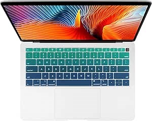 Batianda Gradient Color Keyboard Cover for 2019 2018 MacBook Air 13 inch (with Touch ID Retina Display) Model:A1932 Ultra Thin Silicone Keyboard Protector Skin (Green)