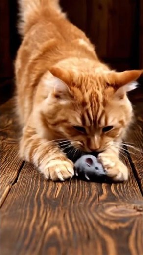 Cat catching fake mouse