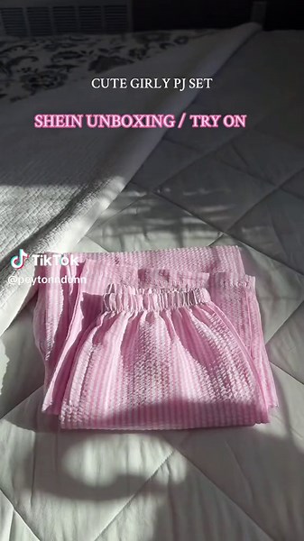 The cutest trendy pajama set from shein💖 #sheinhaul #SHEIN #sheinfinds #sheinfindsforyou #SHEINstyle #pajamas #trendystyle #pjset #pink #girlythings #unboxing #viral #fyp
