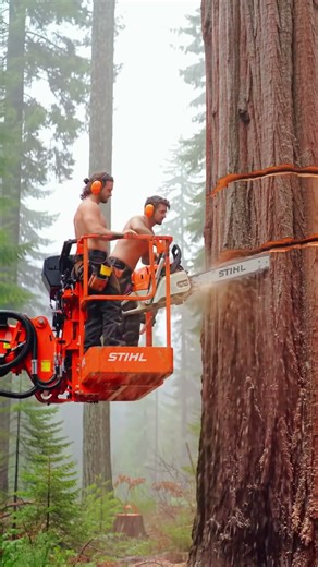 Extreme Chainsaw Strength vs Huge Tree! #chainsaw#woodworking#treecutting