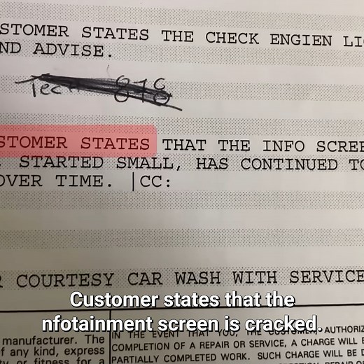 Customer said their infotainment screen is cracked! #customerservice #CustomerExperience #mechanics #vehicle #reelsfb | Just Rolled In