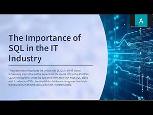 IMPORTENCE OF SQL &TSQL |DATA SCIENCE|ANALYTICS|INTRODUCTION COURSE