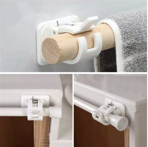 2Pcs White Transparent Hanging Rod Clip Adhesive Wall Curtain Hanging Clamp Hooks Curtain Shower Curtain Rod Fixing Clip Hanging Rack Hook | Lazada PH