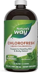Nature's Way Chlorofresh, Liquid Chlorophyll, Supports Healthy Skin & Body Detox*, Internal Deodorant Supplement*, Supports Liver Detoxification Pathways*, Mint Flavored, 16 Fl. Oz
