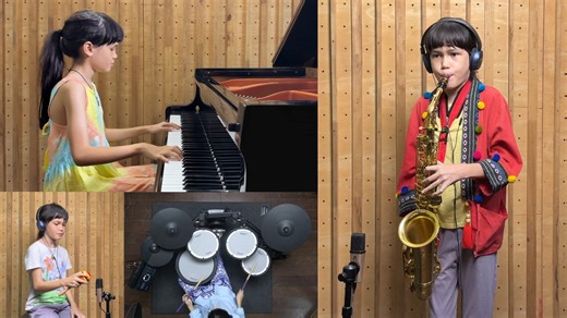 Emilie plays Saxophone, Piano Drums "Girl from Ipanema" In this homeschool music activities video Emilie plays the alto saxophone solo from the classic 1964 Getz/Gilberto recording along with her own backing track of piano, drums and percussion. | Paul Barton
