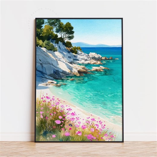 Halkidiki Greece Poster – Watercolor Travel Poster Print - Etsy