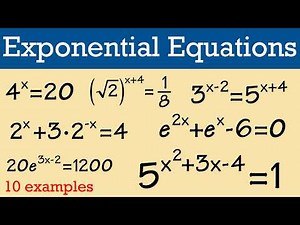 How to solve exponential equations (10 examples, algebra 2 & precaluclus)