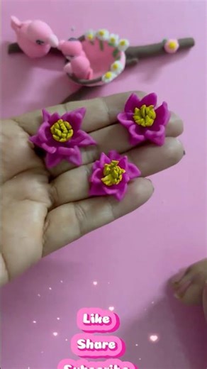 Mini Lotus Flowers from Homemade Clay 🌸 | Cold Porcelain Art Magic #Shorts