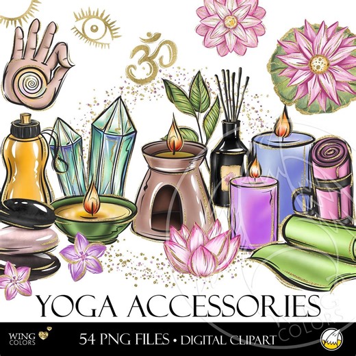 Yoga Relaxation Symbols Clipart: Lotus, Aroma Lamps, Candles. Hand-drawn Wellness Meditation Spiritual Planner Stickers - Etsy