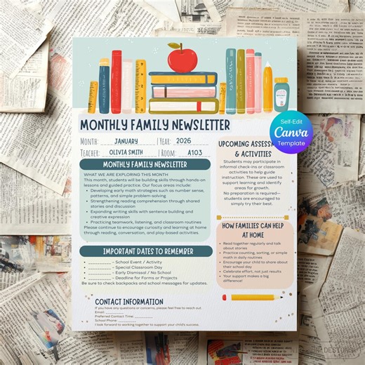 School Newsletter Template, Monthly Classroom Newsletter for Teachers, Family Parent Communication, Daycare Newsletter, Editable Template - Etsy Canada