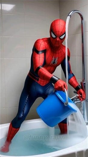 Spiderman clean bathroom and Hulk helping 😂